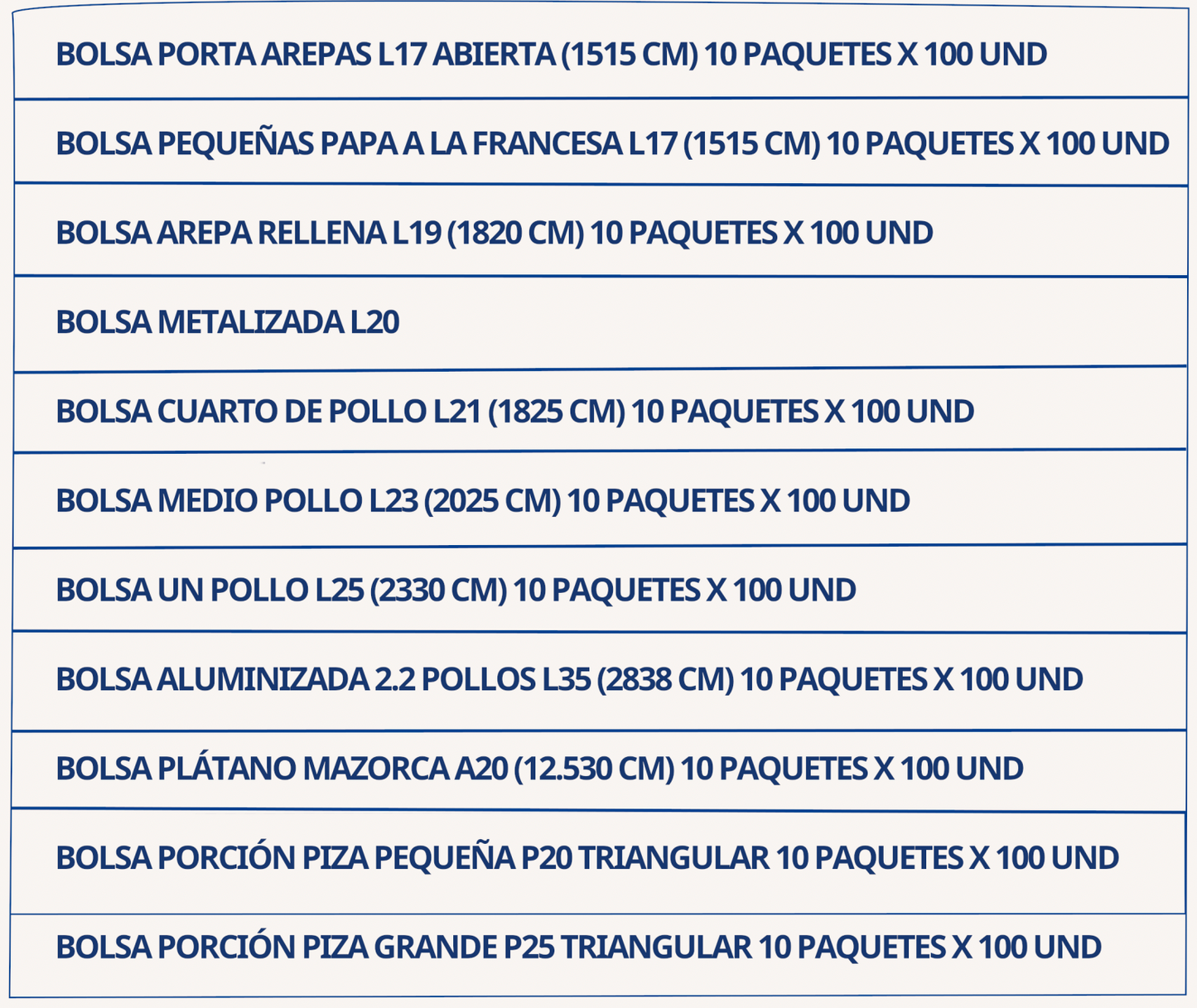 Bolsas aluminizadas