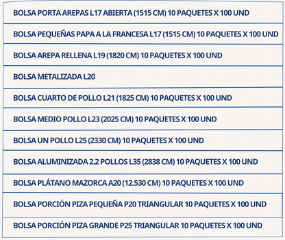 Bolsas aluminizadas