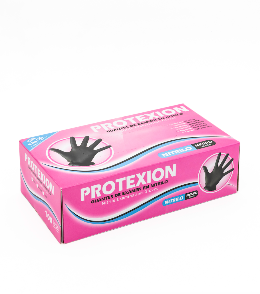 Guantes de nitrilo marca mega negro y azul
