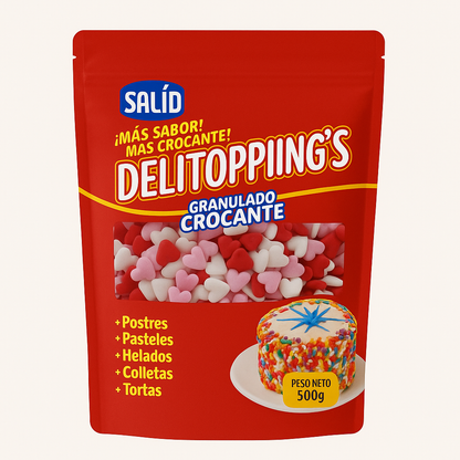 Sprinkles corazón rosado, rojo, blanco x 500 gr
