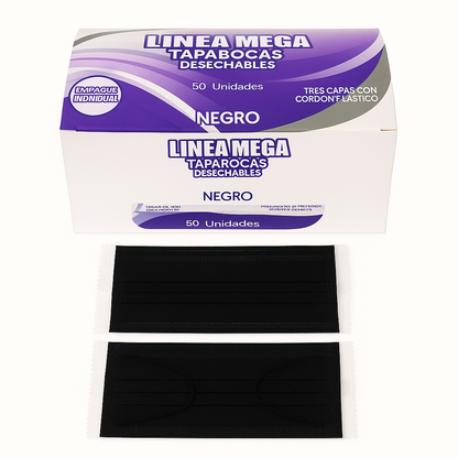 Tapabocas negro Empaque individual