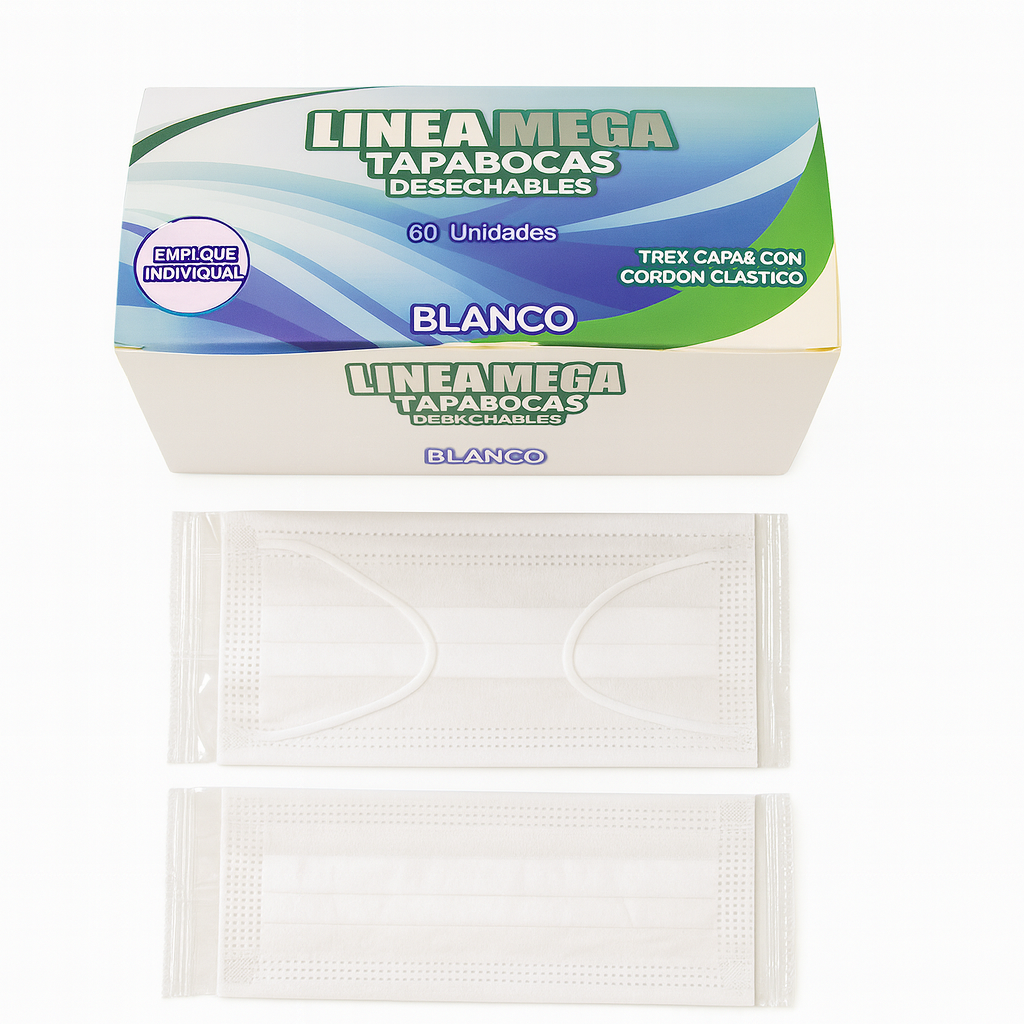 Tapabocas blanco Empaque individual